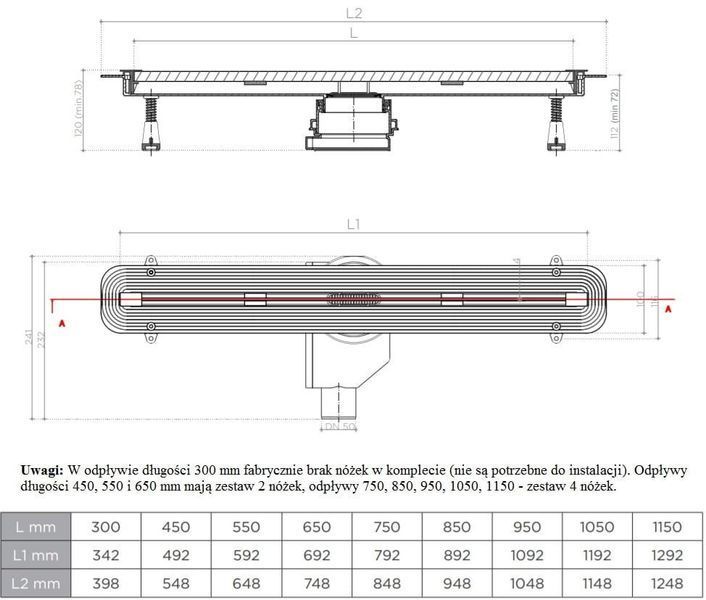 Трап для душа Pestan Slime line 550 mm 13100032 фото