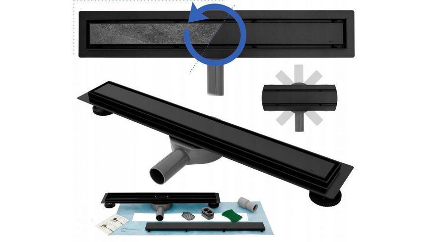 Трап для душа BW TECH 2 в 1 Black 70 см - Черный R04BK700 фото