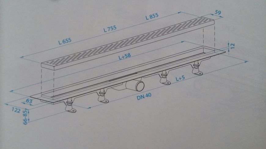 Трап для душу (під плитку) 650 mm для душу із сухим закривом (Сифоном) Plastbrno Чехія SZE3650 фото