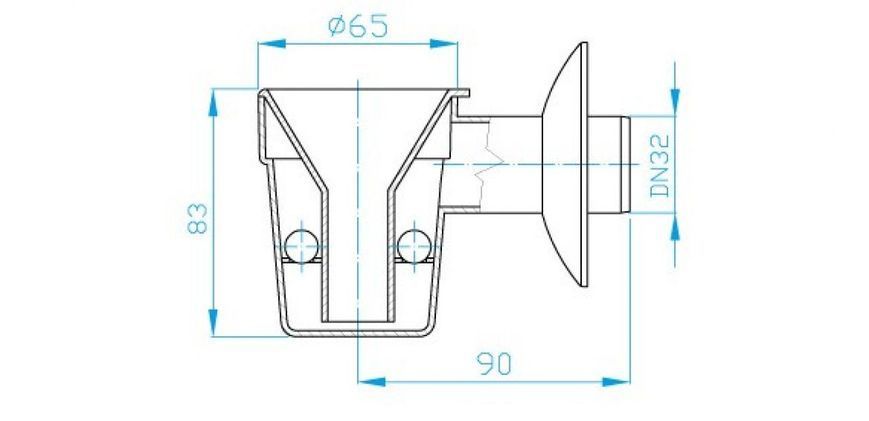 Капельная воронка dn-32, Сифон для кондиционера Хром EK1C000 фото
